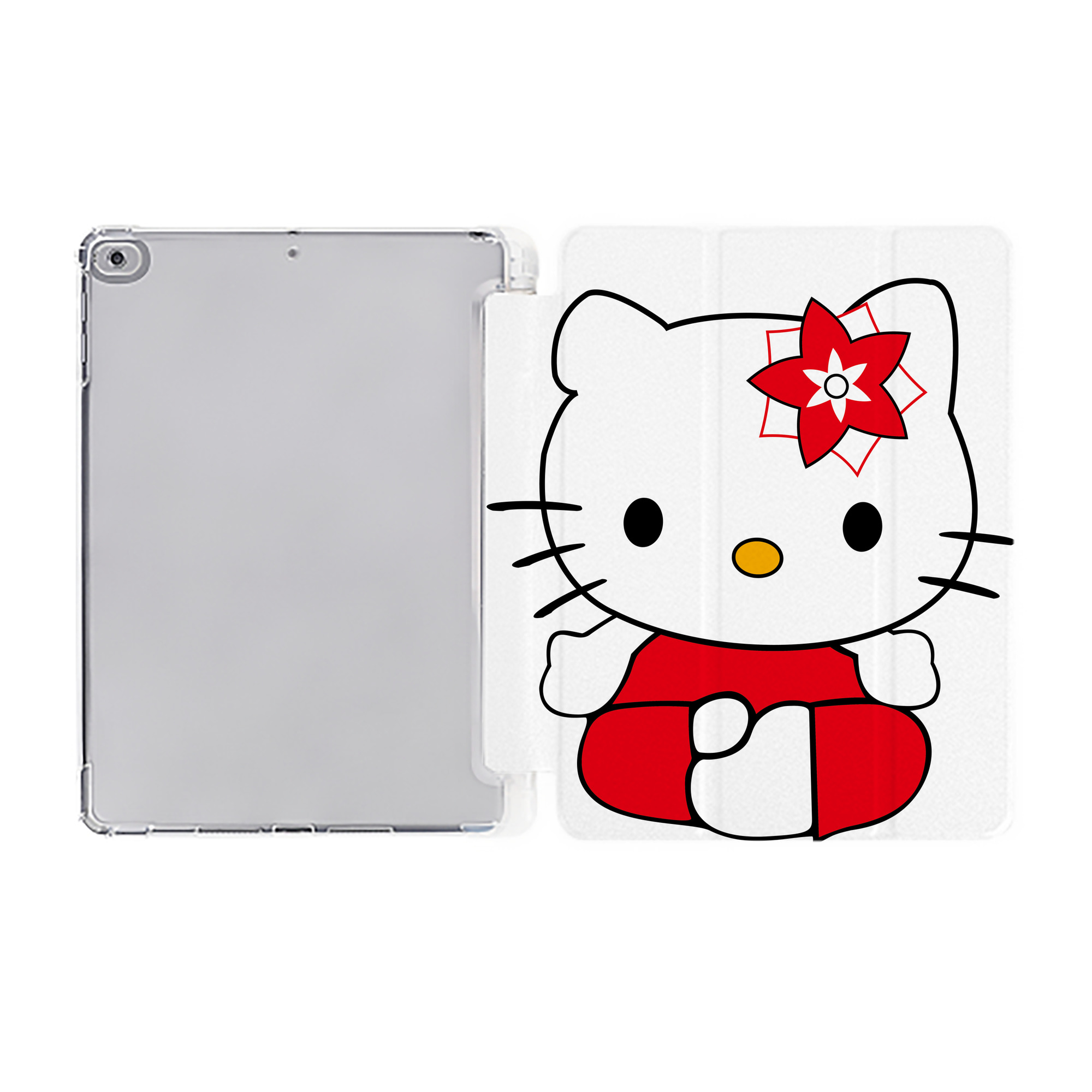 （画像用） Hello Kitty ハローキティ IPad ケース ペン収納付き 三つ折りスタンド PUレザー×シリコン 対応機種9.5/10.5/10.9インチ